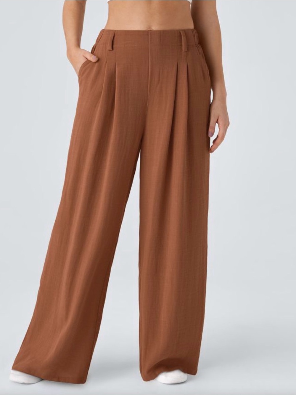 HALARA Wide-Leg High-Waist Pants in Rust